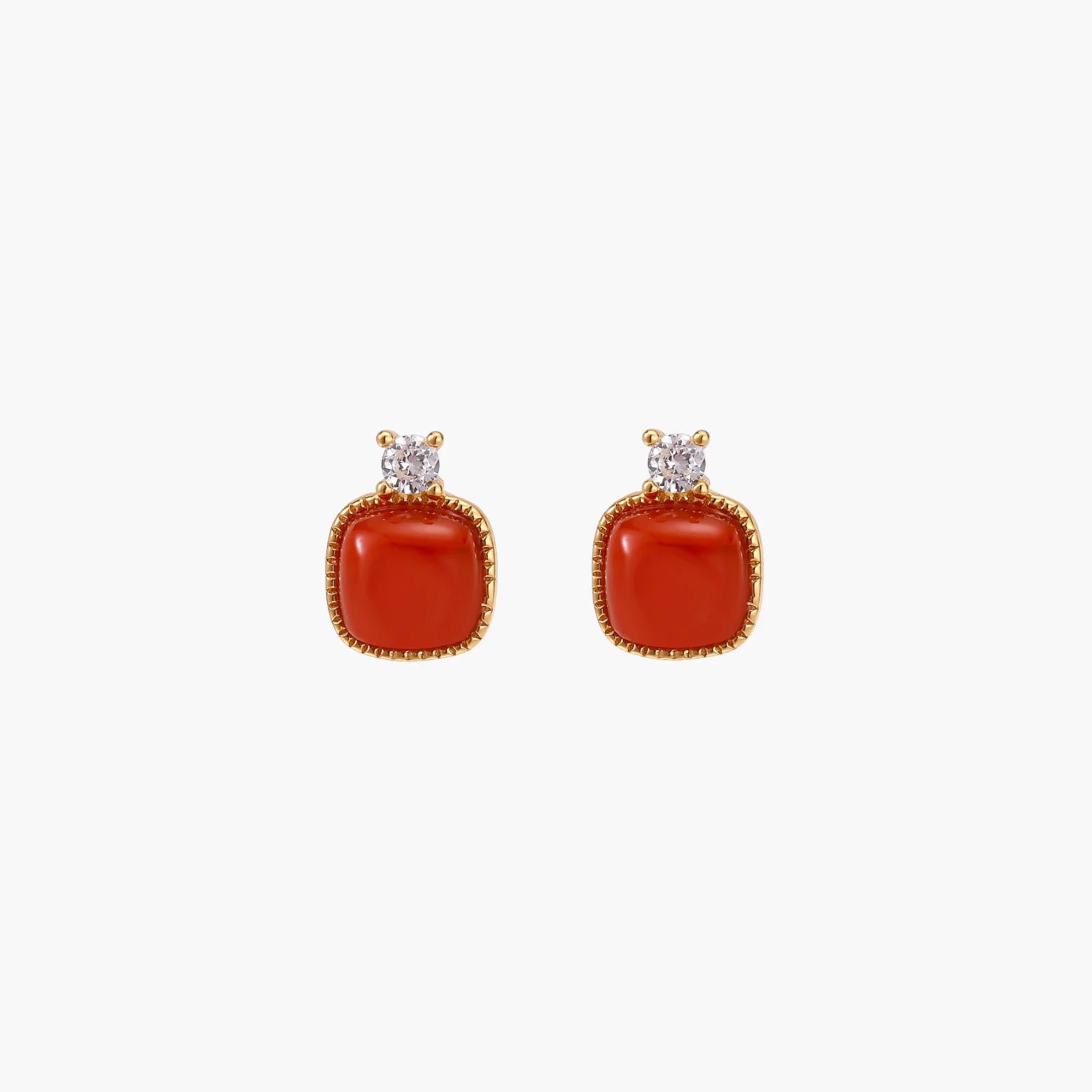 18K Gold Vermeil Red Agate Studs