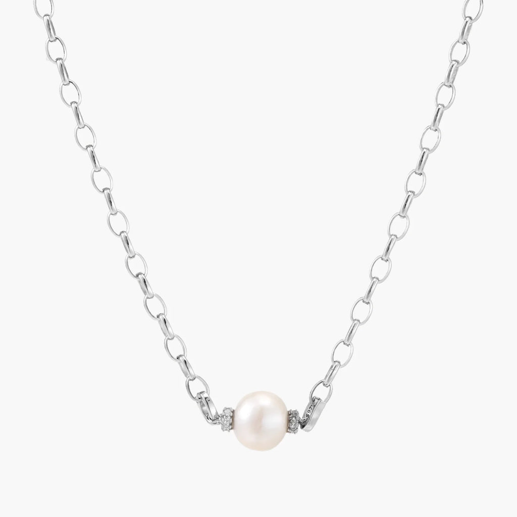 Luminous Freshwater Pearl Sterling Silver Chain Necklace