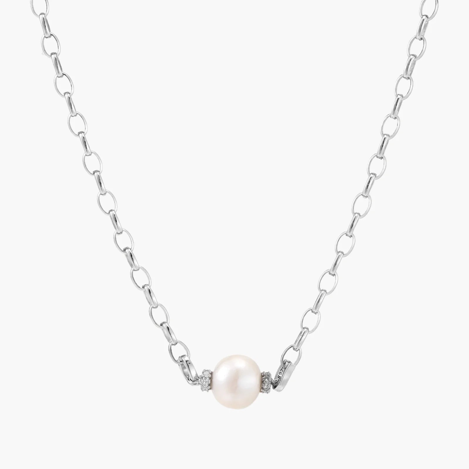 Luminous Freshwater Pearl Sterling Silver Chain Necklace