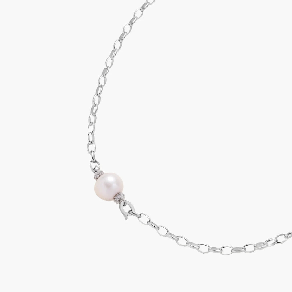 Luminous Freshwater Pearl Sterling Silver Chain Necklace