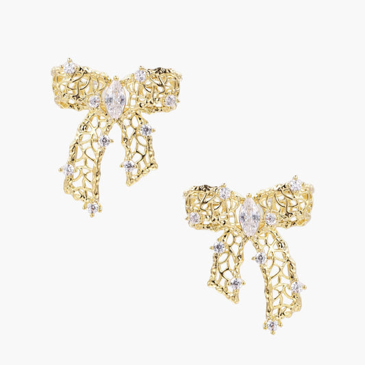 Vintage Ribbon Dreams Bow Earrings
