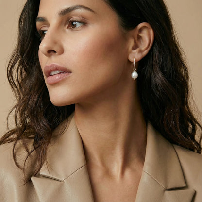Lola Freshwater Pearl  18K Gold / Stainless Drop Hoops