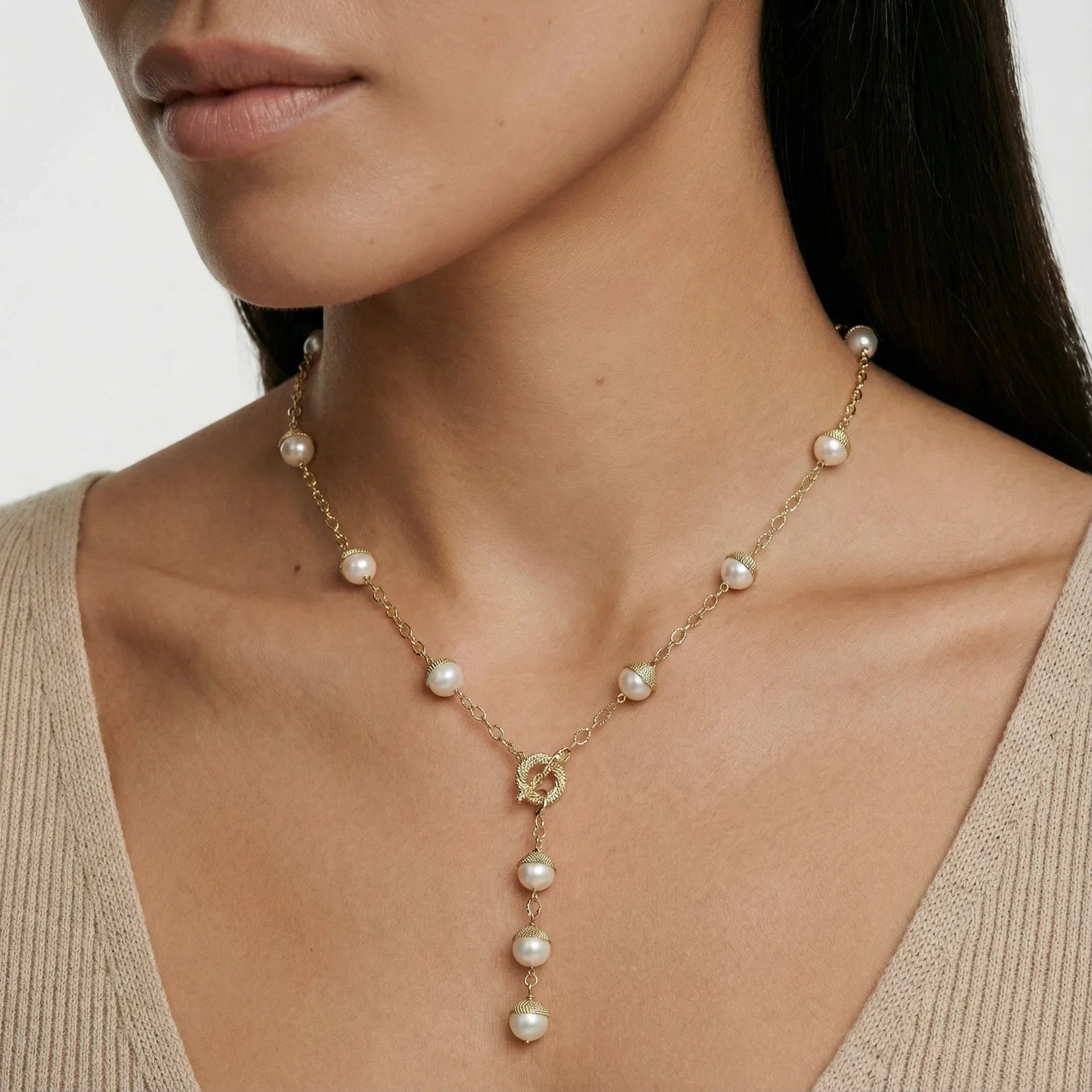 Baroque Pearl and 14K Gold-Plated Vintage Station Necklace