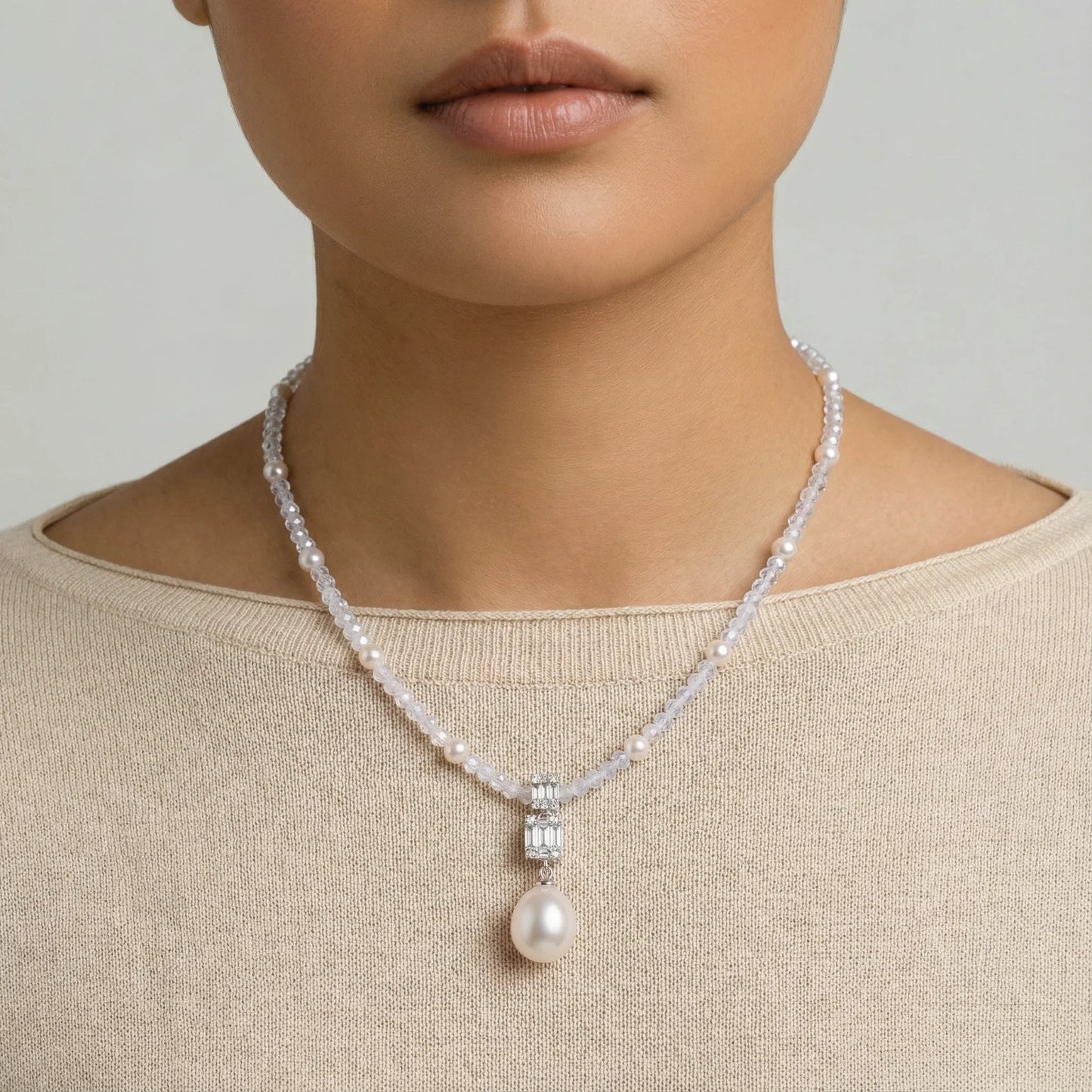 Lavender Dreams Freshwater Pearl and 925 Silver Necklace