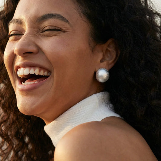 Brushed Silver Dome Earrings