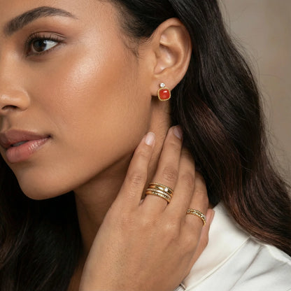 18K Gold Vermeil Red Agate Studs