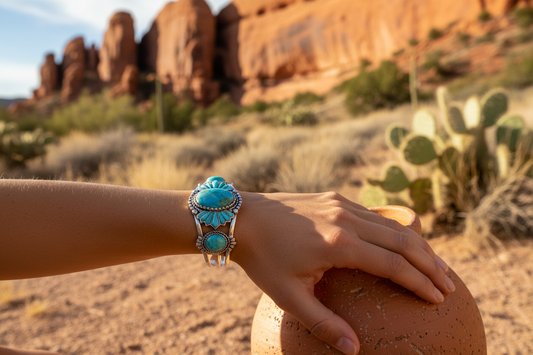 Sterling Silver Turquoise Southwest Style Cuff Bracelet