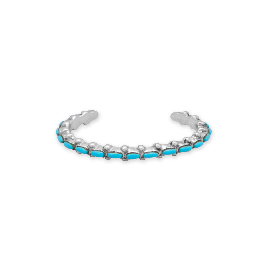 Handmade Junior's Oval Turquoise Cuff Bracelet