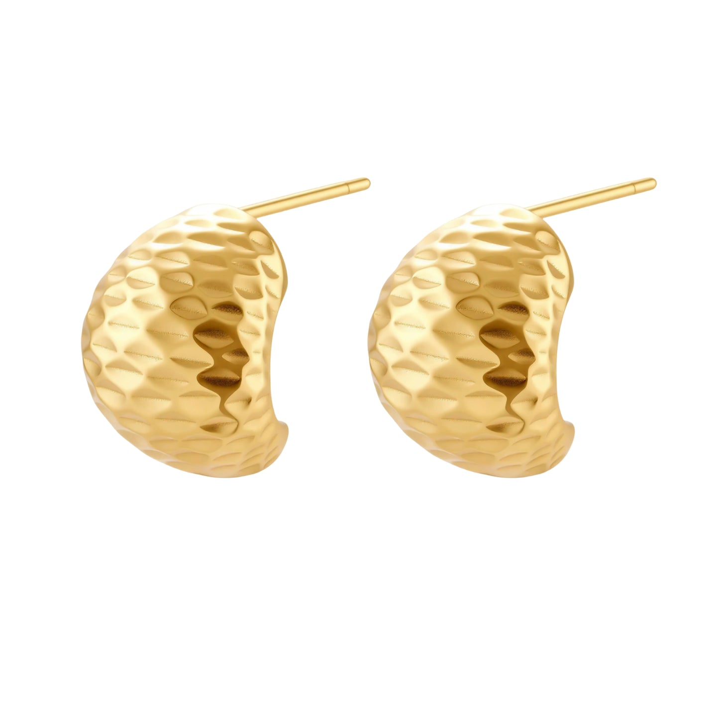 Hammered  18K Gold- Sterling Silver Huggie Earrings