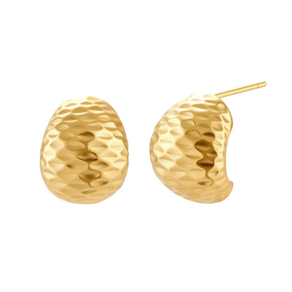 Hammered  18K Gold- Sterling Silver Huggie Earrings