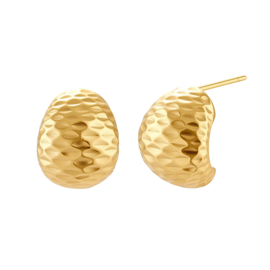 Hammered  18K Gold- Sterling Silver Huggie Earrings