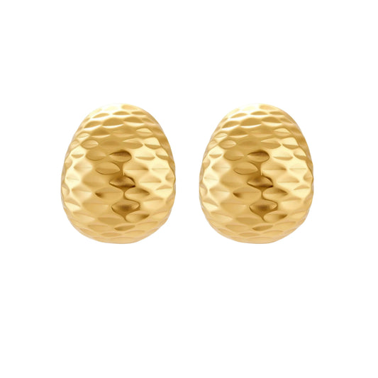Hammered  18K Gold- Sterling Silver Huggie Earrings