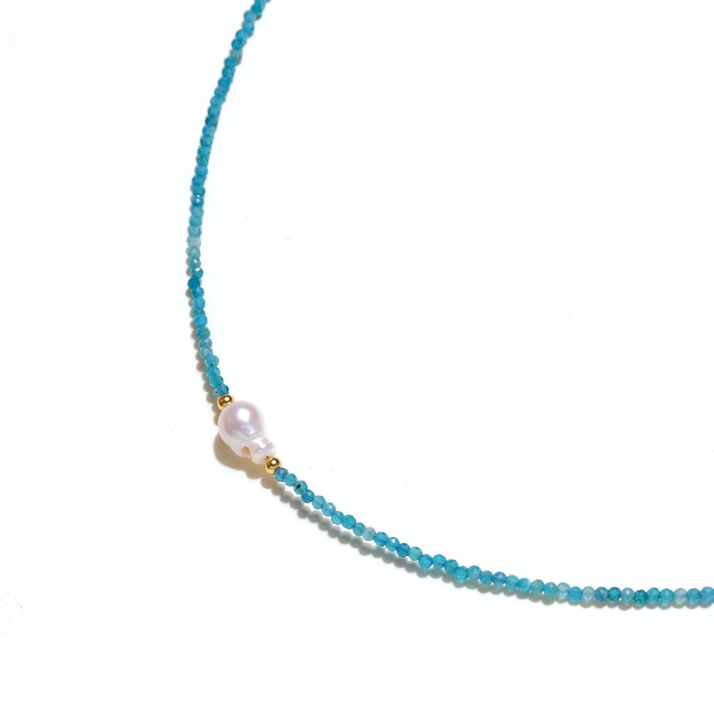 Apatite Dreams Pearl Necklace and 18K gold  by Gabriella's Jewels
