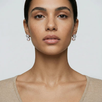 Stardust Pearl Drop Earrings by Gabriella's Jewels