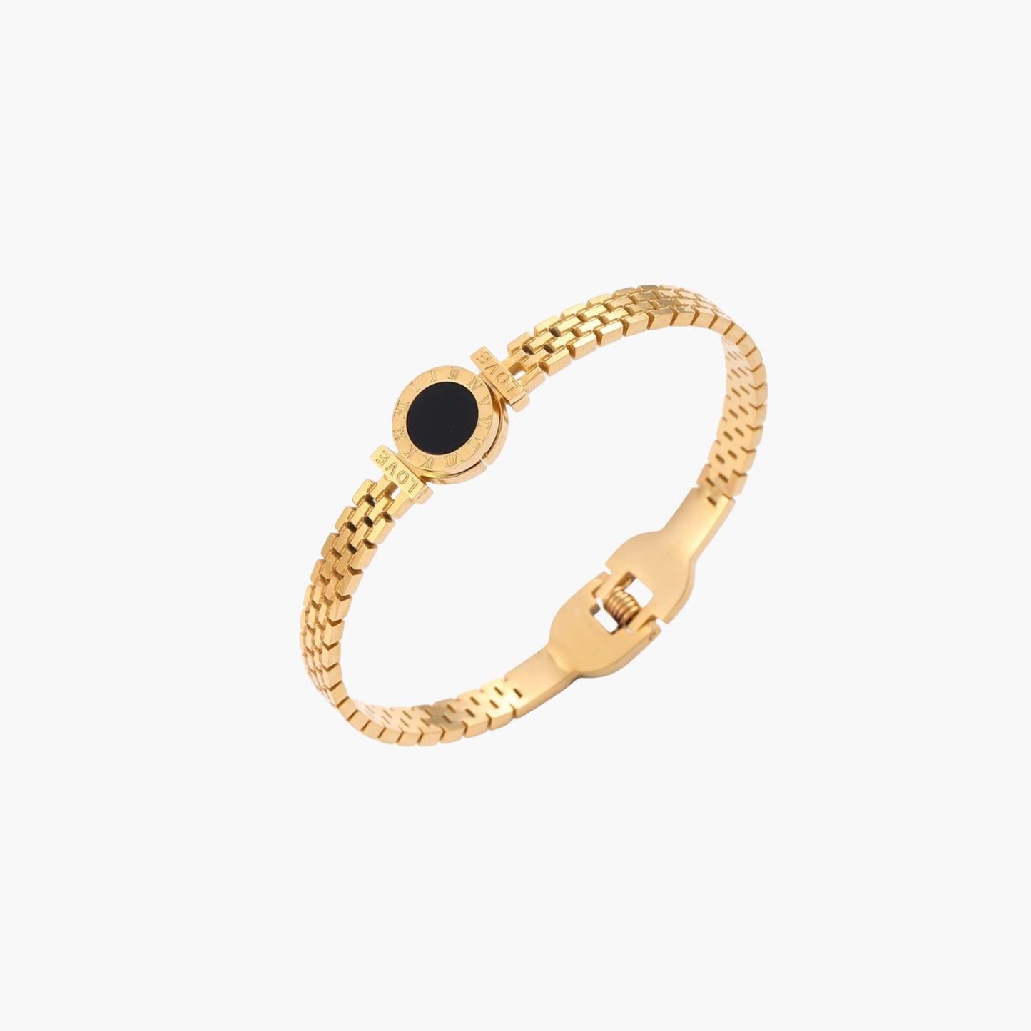 Black Mother of Pearl and 18K Gold Eclipse Mesh Bracelet