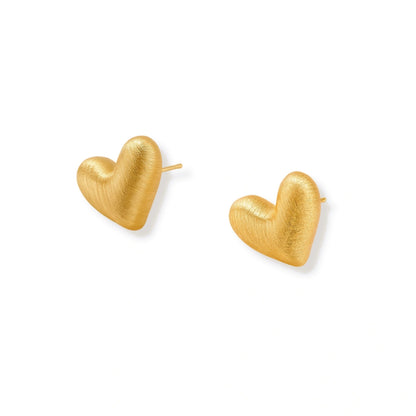 Brushed Heart Studs by Gabriella's Jewels