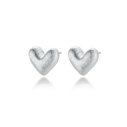 Brushed Heart Studs by Gabriella's Jewels
