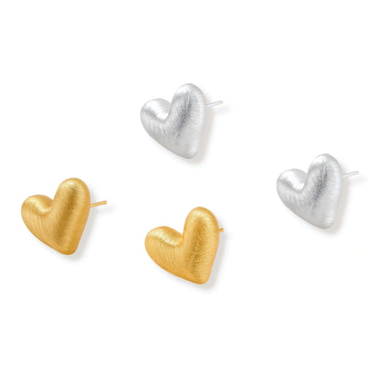 Brushed Heart Studs by Gabriella's Jewels