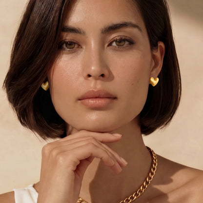 Brushed Heart Studs by Gabriella's Jewels