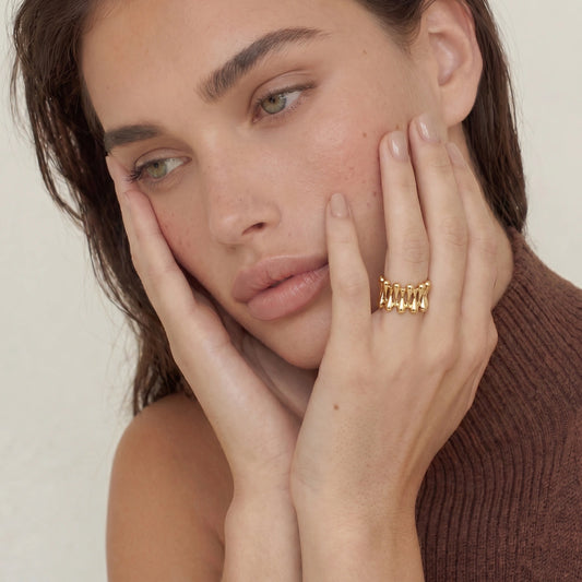 Golden Rope Sculpture Ring by Gabriella's Jewels