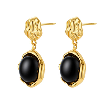 Ripple Drop Agate Earrings by Gabriella's Jewels