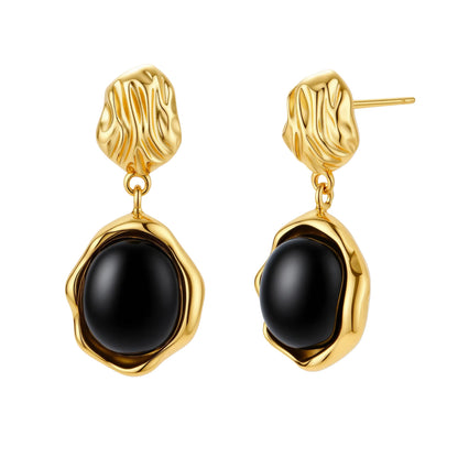 Ripple Drop Agate Earrings by Gabriella's Jewels
