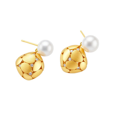 Petal Drop Pearl Earrings by Gabriella's Jewels