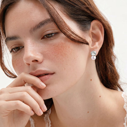 Stardust Pearl Drop Earrings by Gabriella's Jewels