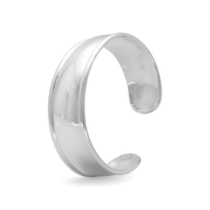 Handmade in Mexico Pure Sterling Silver Polished Edge Cuff Bracelet