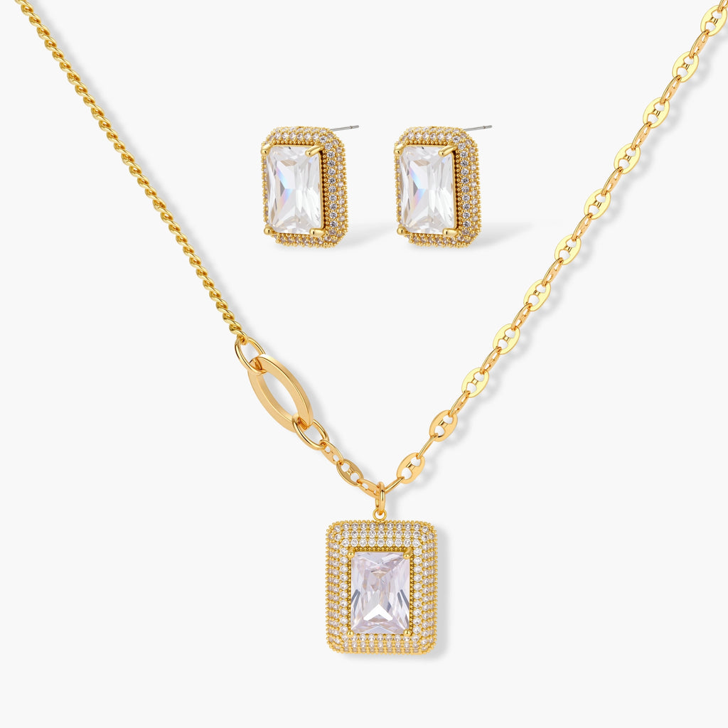 Emerald Cut Halo Set