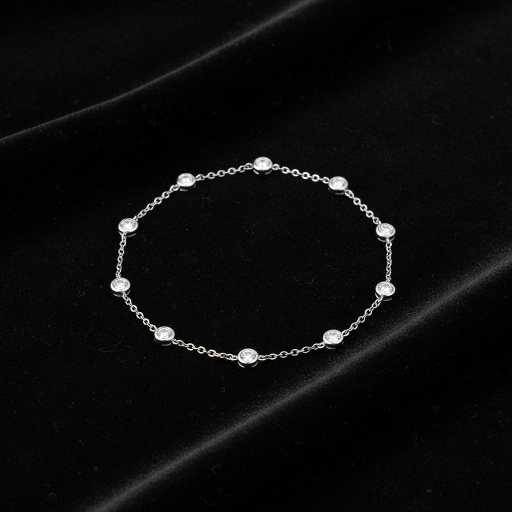 7" + 1" Sterling Silver Bezel Set CZ Bracelet