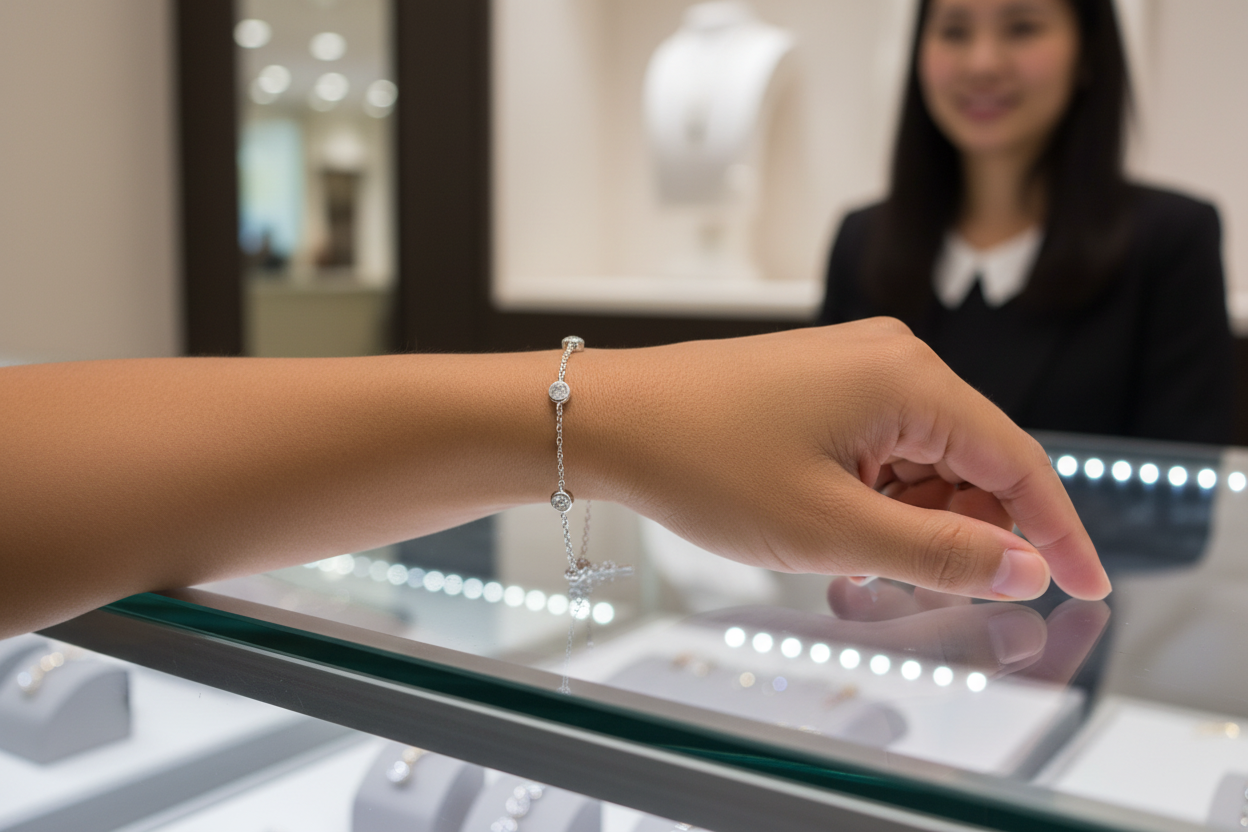 7" + 1" Rhodium Plated Bezel Set CZ Bracelet