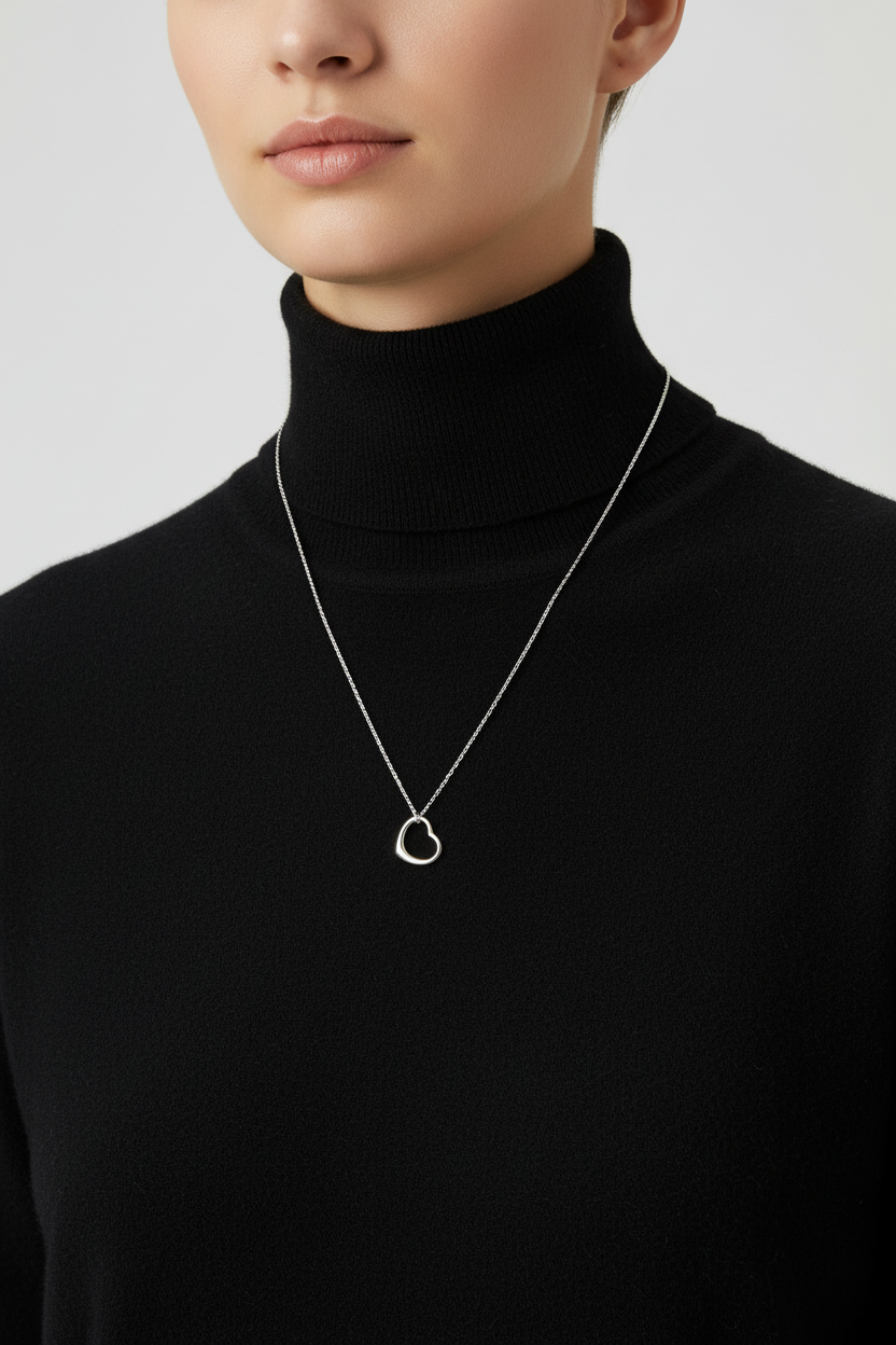 Sterling Silver Necklace and Floating Heart Pendant