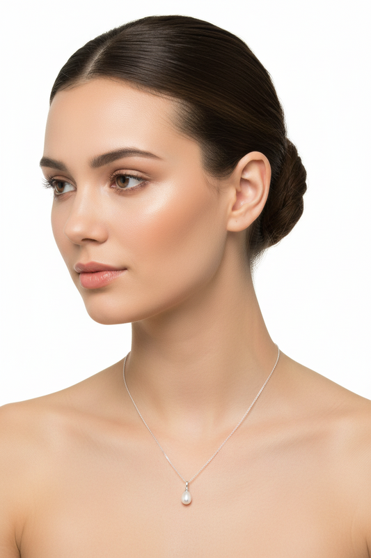 18"Sterling Silver Cultured Freshwater Pearl Drop Necklace