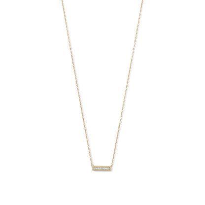 14 Karat Gold Plated Mini CZ Bar Necklace
