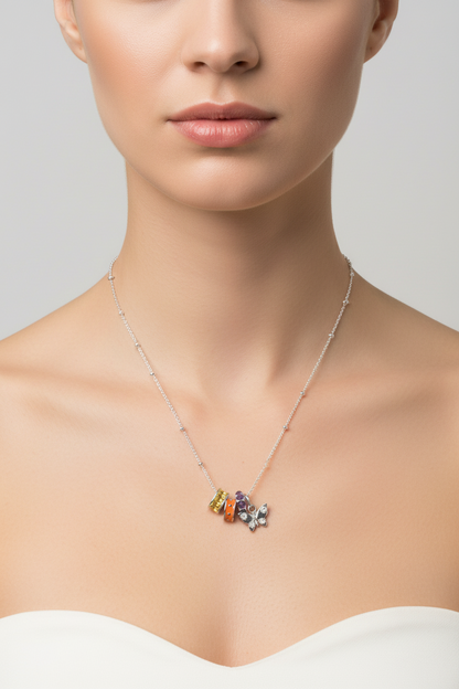 Beaming Butterfly! 18" Rhodium Plated Charm Necklace
