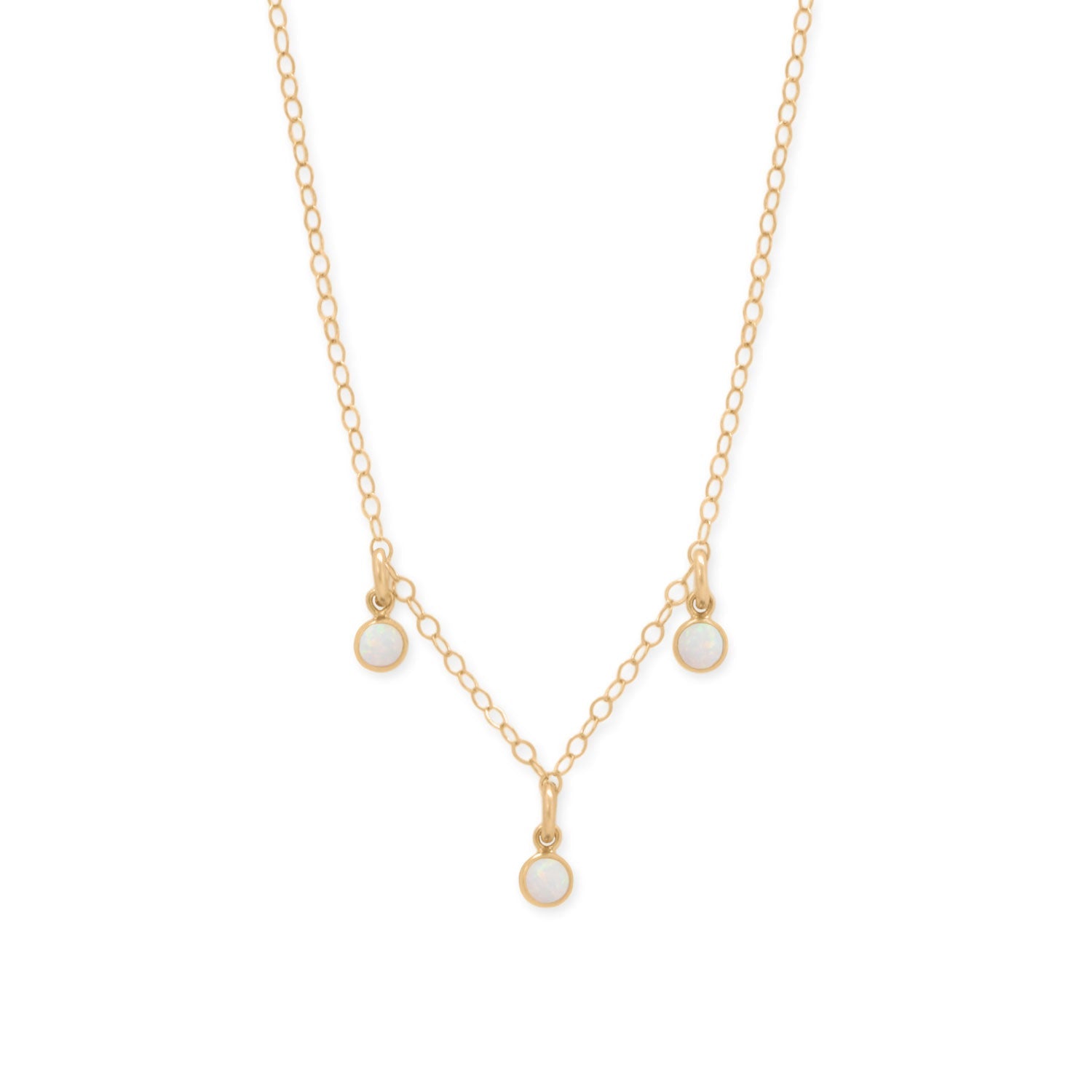 15" + 2.25" 14/20 Gold Filled White Opal Charm Necklace