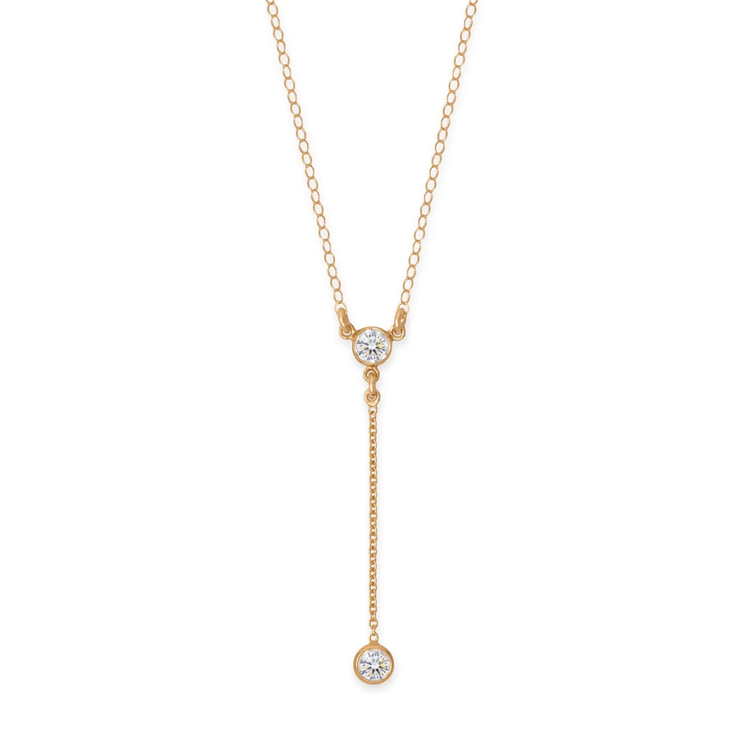 Katie Gold Filled 4mm CZ Y Drop Necklace