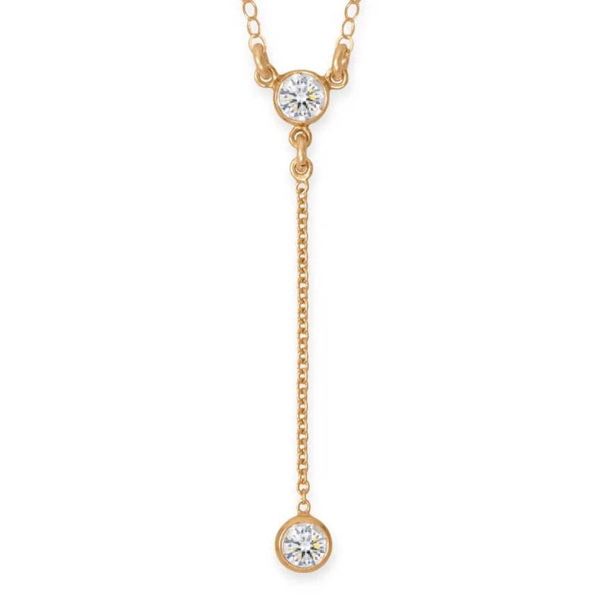 Katie Gold Filled 4mm CZ Y Drop Necklace