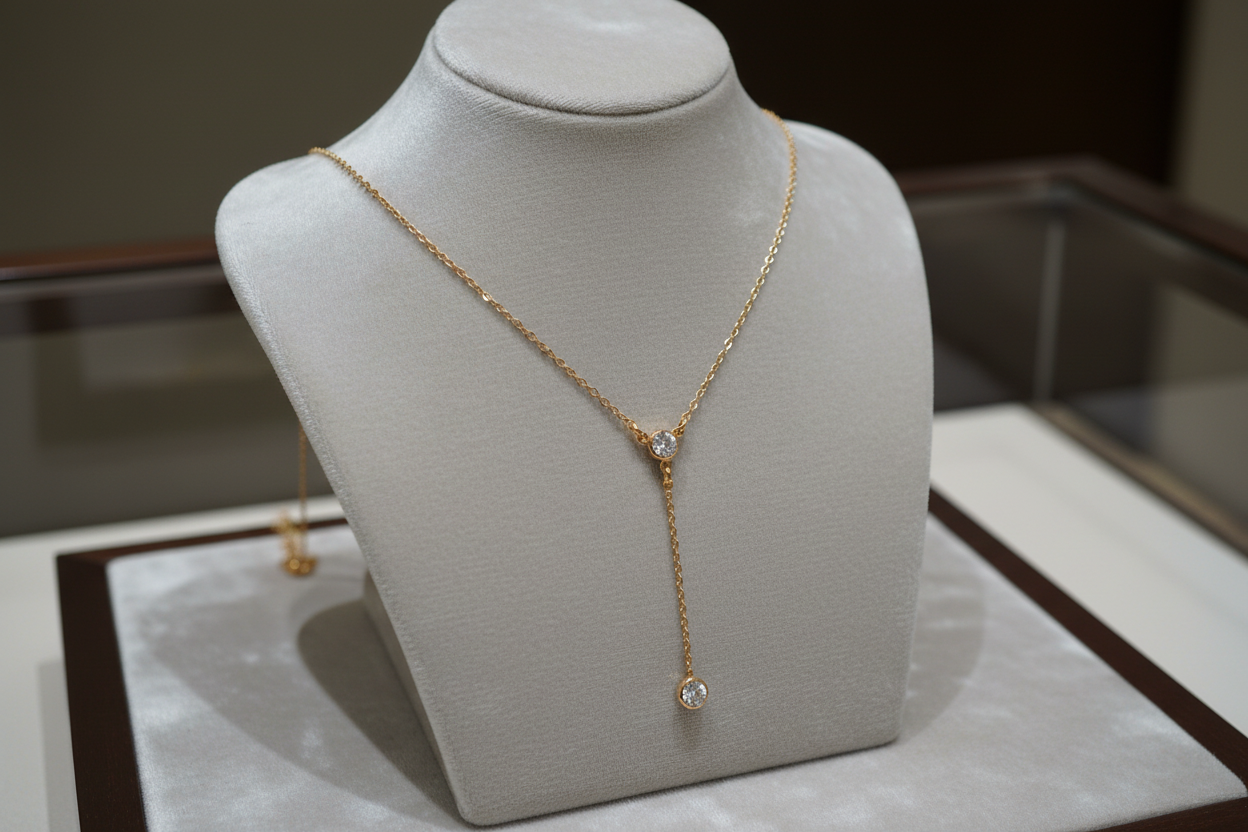 Katie Gold Filled 4mm CZ Y Drop Necklace
