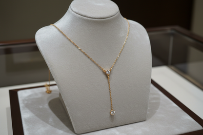 Katie Gold Filled 4mm CZ Y Drop Necklace