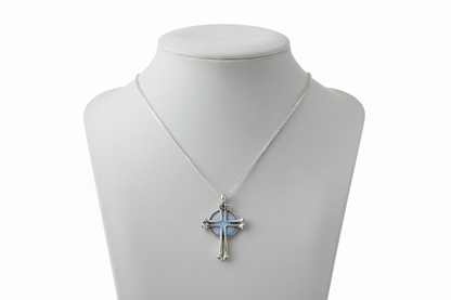 18" Round Ancient Roman Glass with Cross Necklace