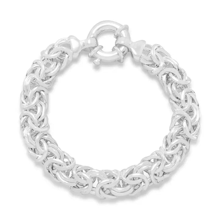 Luxurious Byzantine Silver Bracelet, Made in Italy, Available  Lengths  7" or 8"
