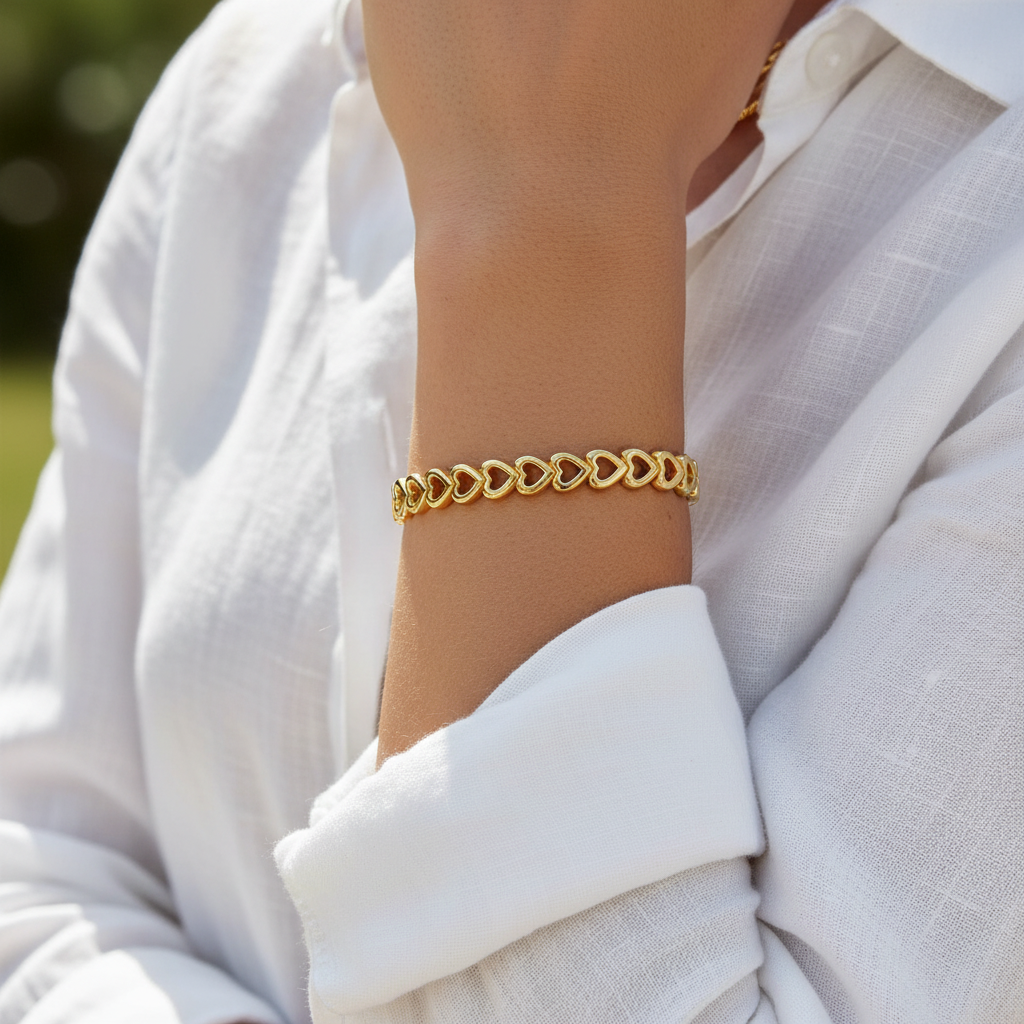 Linked Hearts Bangle by Gabriella's Jewels