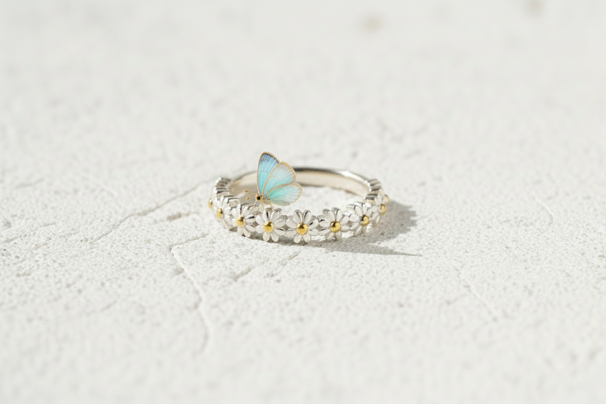 Flower Shape 925 Sterling Silver Ring