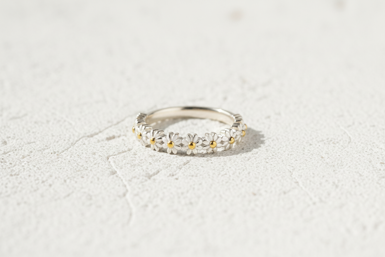 Flower Shape 925 Sterling Silver Ring