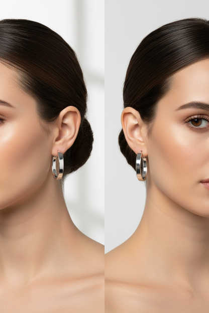 Sterling Silver 5.5mm Oval Hoop Earrings