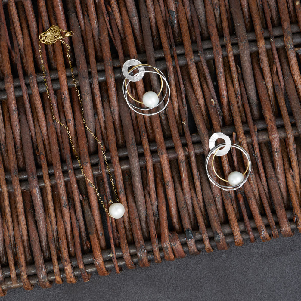 16" + 2" Gold Filled Floating Cultured Freshwater Pearl Necklace