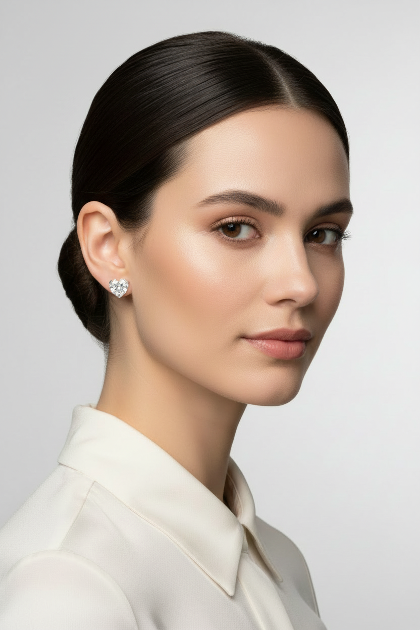 Heart CZ Stud Earrings