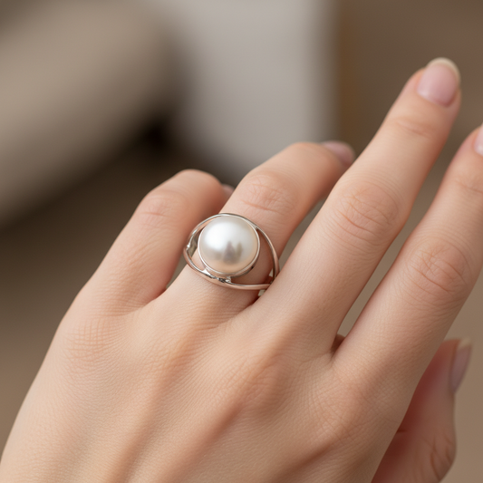 Cultured Freshwater Pearl Open Band Ring